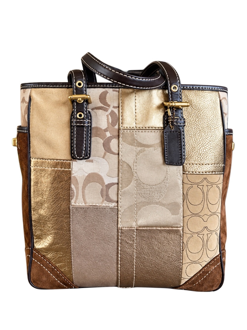 Vintage Coach Holiday Patchwork Tote (2007)